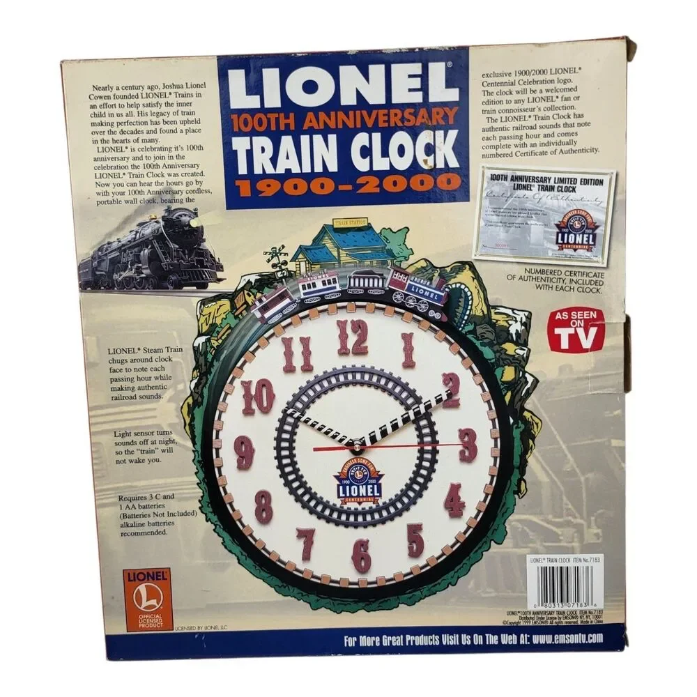 Lionel 100th Anniversary Train Clock Vintage